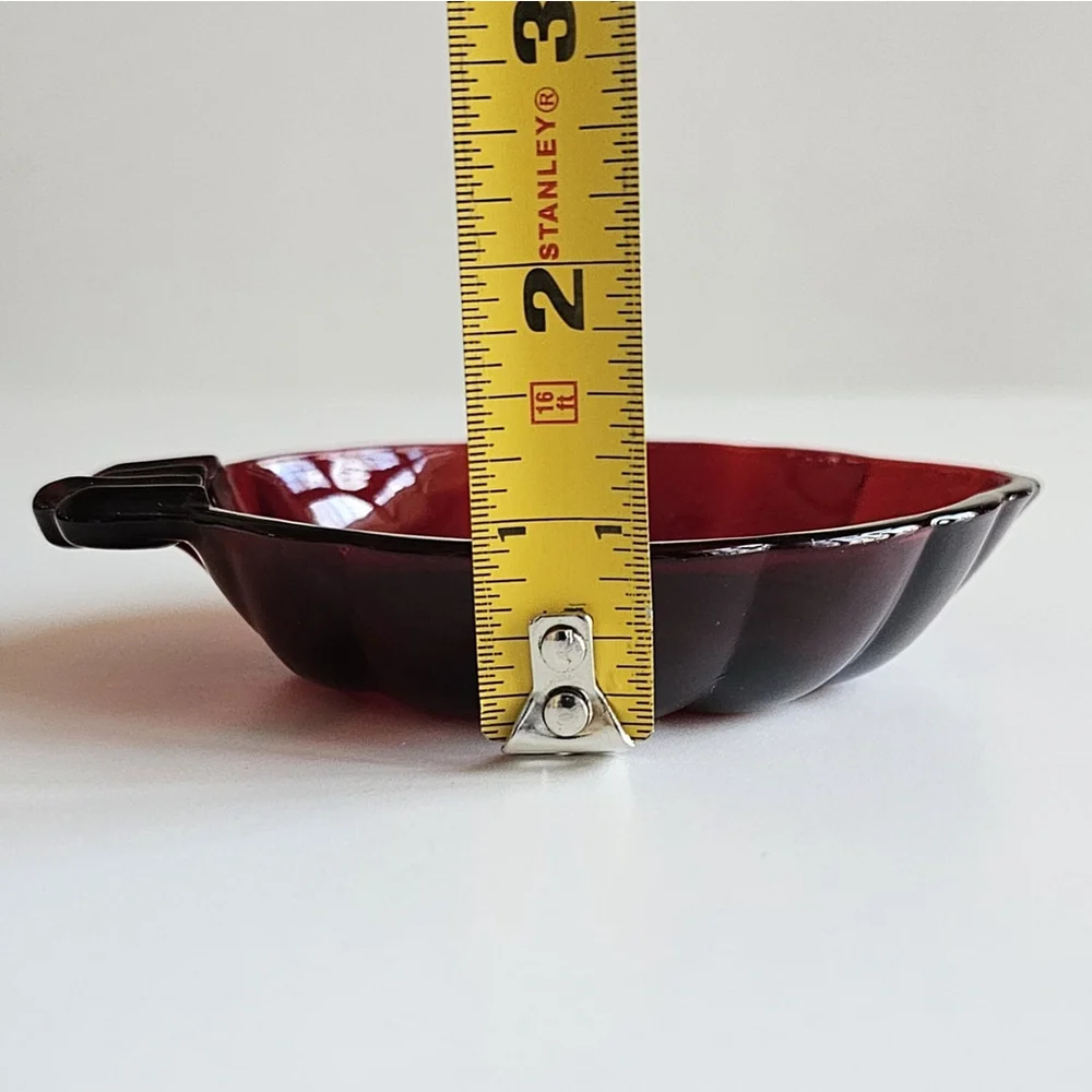 1940's Anchor Hocking Royal Ruby Red Grape Leaf Ashtray Model Vintage